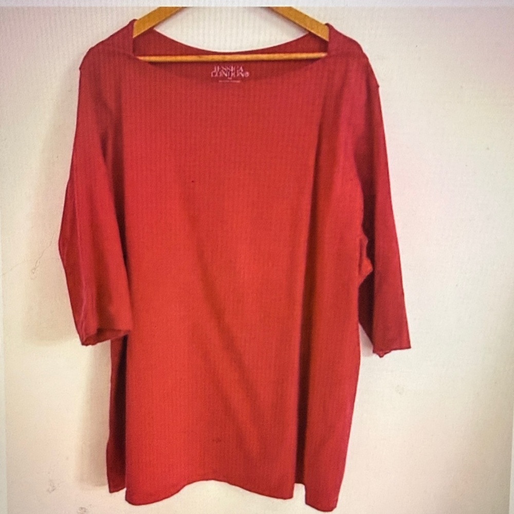 Jessica London Woman Pink Short Sleeve Round Neck Pullover Tunic Top Size 3X (30